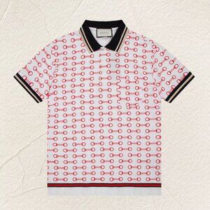 Gucci Red Link Pattern Polo Shirt